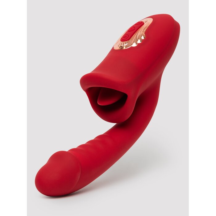 Teazers G-Spot Dildo Vibrator with Tongue Stimulator - Red