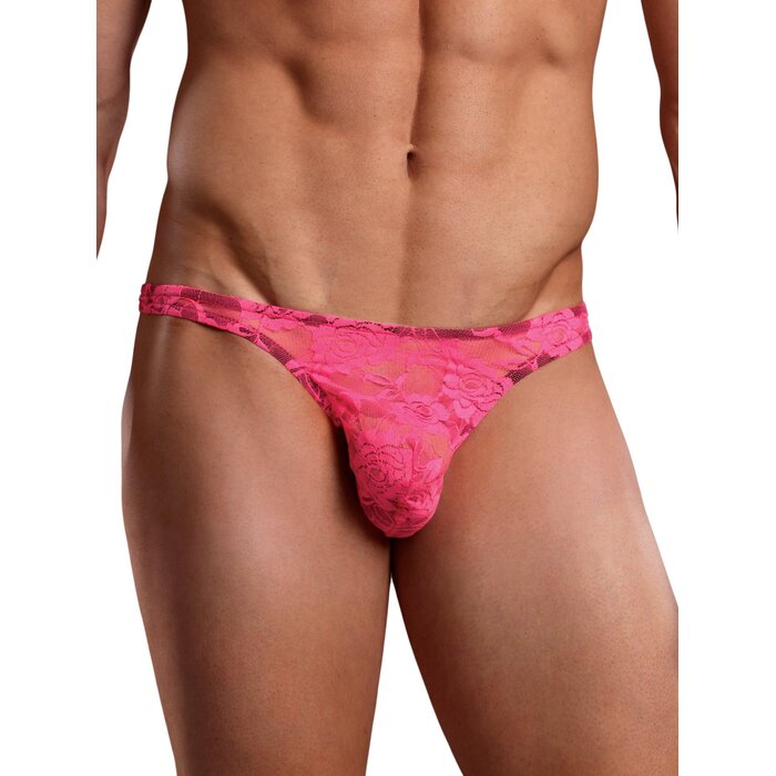 Wonder Bikini Neon Pink Lace Thong