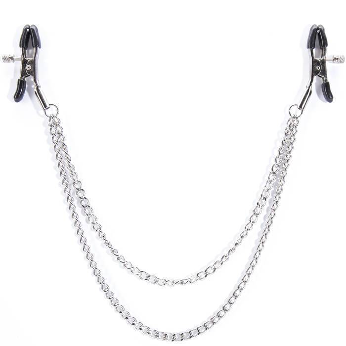 Bondage Boutique Adjustable Nipple Clamps with Double Chain