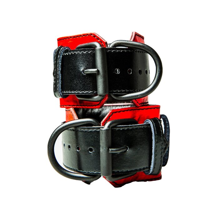 Bulldog Bondage Cuffs Black/Red - One Size