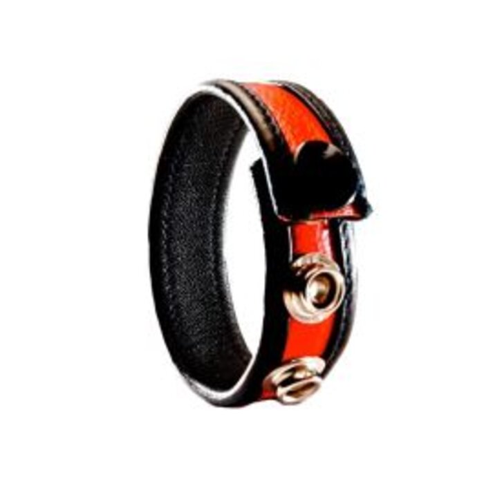 Leather Cock Ring/Strap Black & Red