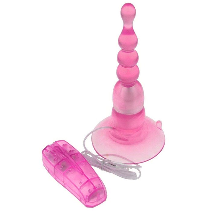 Pink Vibrating Anal Bead Butt Plug
