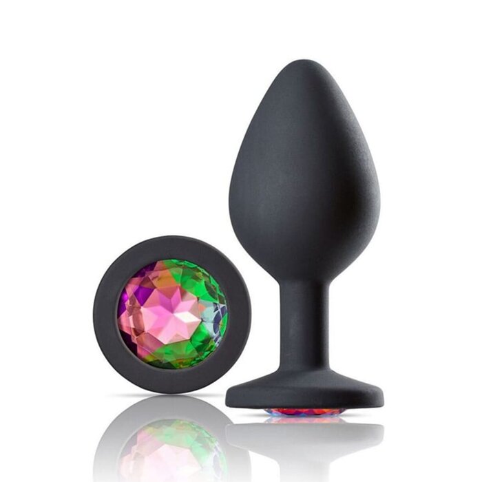 Gems Black Silicone Anal Plug - Medium