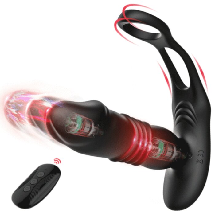 【Free lube】SAUL Glans 3 -Thrusting 12 -Vibrating Cock Rings Prostate Massager