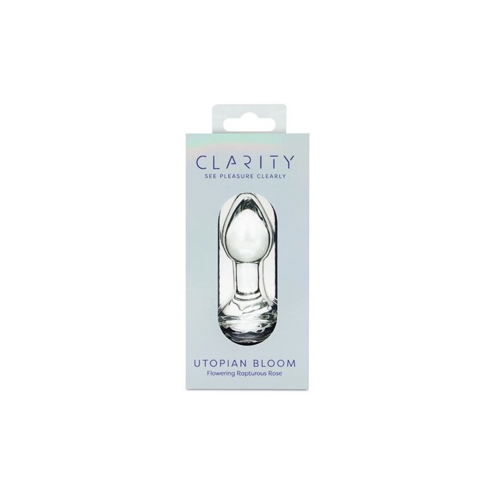 Clarity Utopian Bloom Tapered Glass Butt Plug: 4.3 Inch Elegant Anal Play
