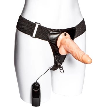 Stiff-Play Unisex Vibrating Realistic Strap-On Dildo - 7 Inch
