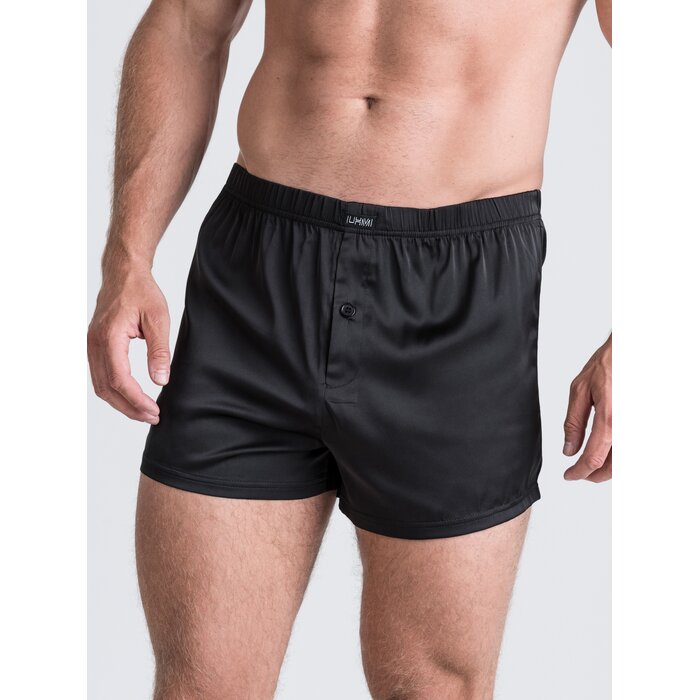 LHM Black Satin Boxer Shorts - S / M - Black