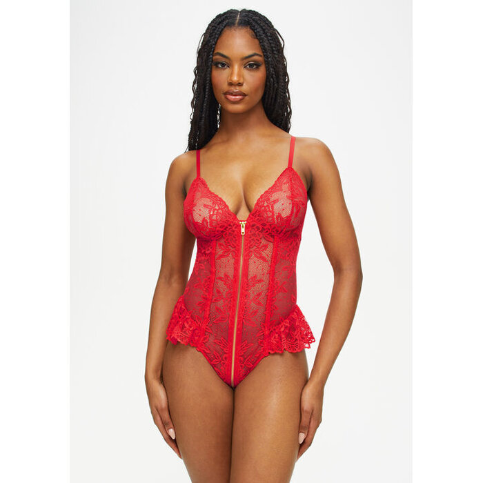 Ann Summers Taylor Lace Crotchless Teddy Lingerie, Red