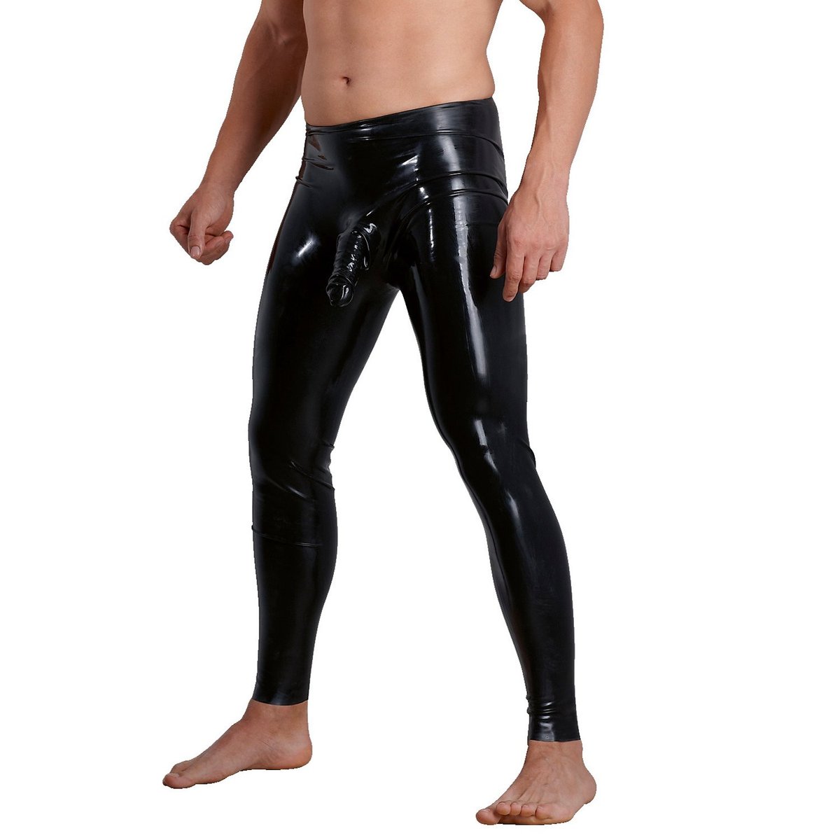 Late X Latex Trousers with Penis Sleeve Men - Black - S