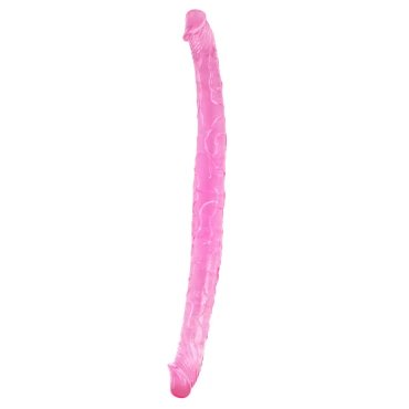 Double Dip Clear Pink Double Ended Dildo - 17 Inch