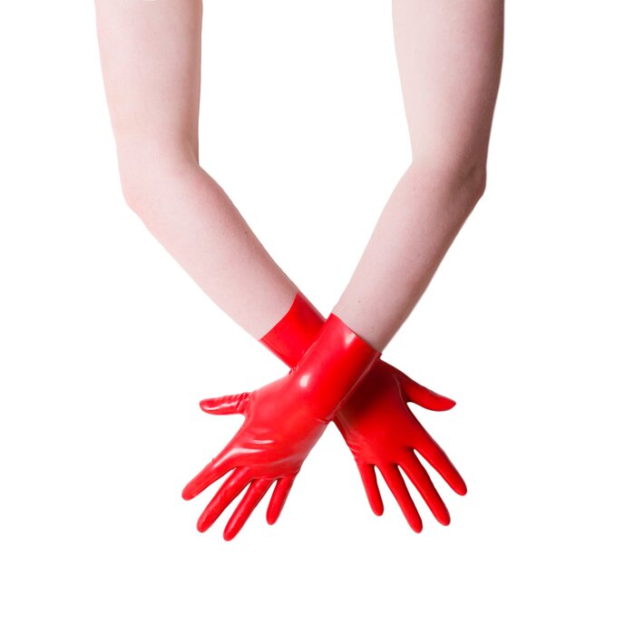 Red Moulded Short Latex Gloves