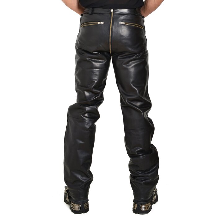 Blitz Leather Jeans with Two-Way Zip