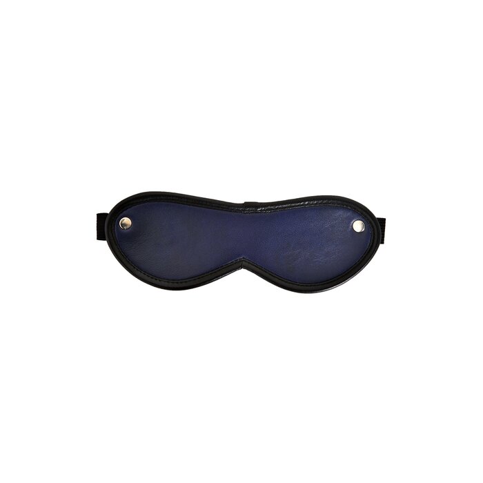Blue Leather Blindfold With Black Trim - One Size