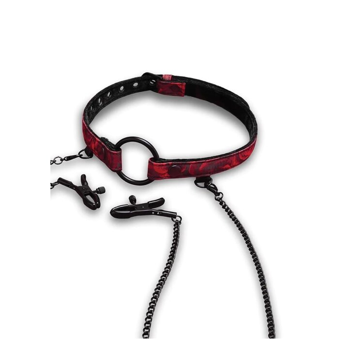 Rosegasm Open Mouth Gag with Nipple Clips