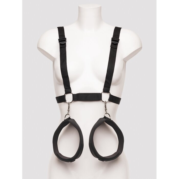 Bondage Boutique Harness with Wrist and Thigh Restraints - Black