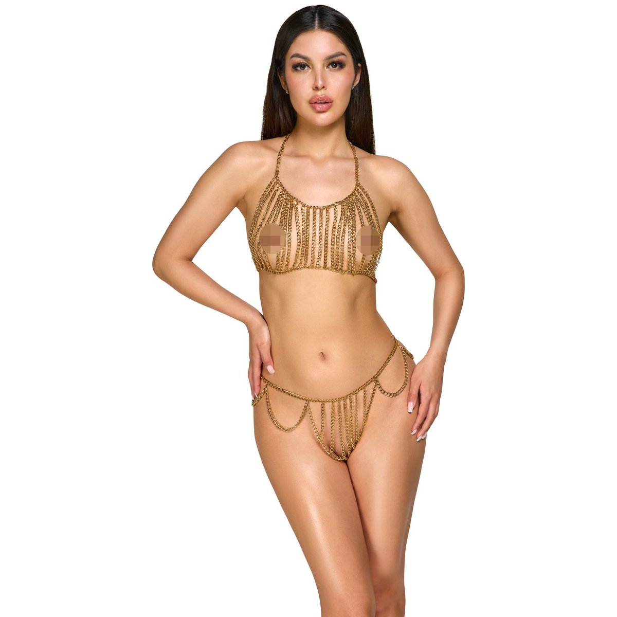 Cottelli Accessoires Chain Top & String Gold - Gold - One size