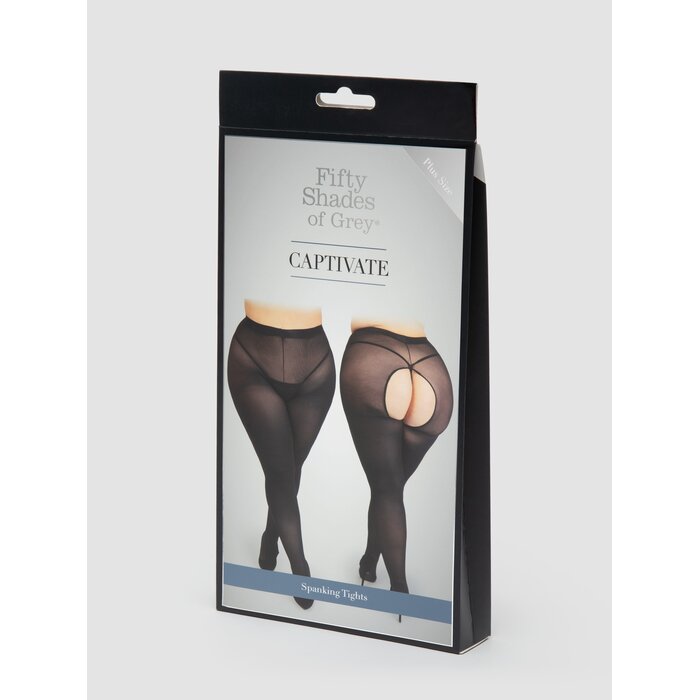 Fifty Shades of Grey Captivate Plus Size Black Open Back Tights - One Size Curve - Black
