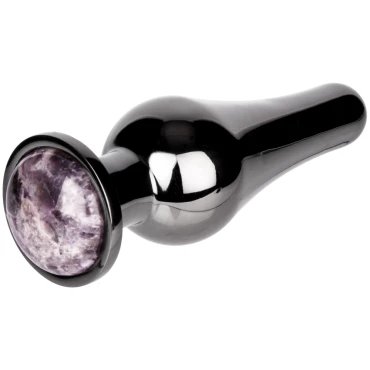 Bejewelled Amethyst Gunmetal Butt Plug - SMALL