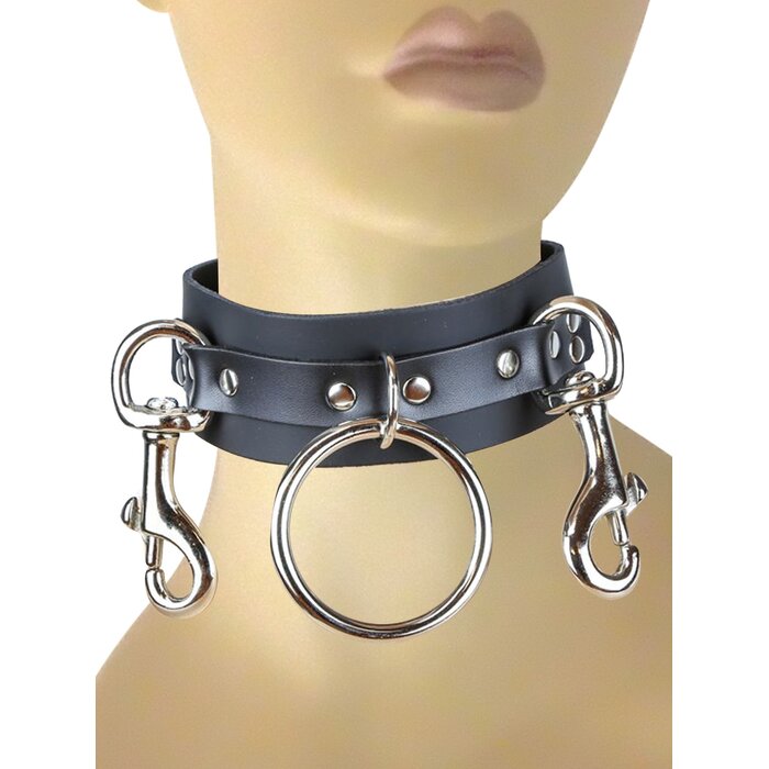 Leather Collar with O-Ring and Trigger Hooks