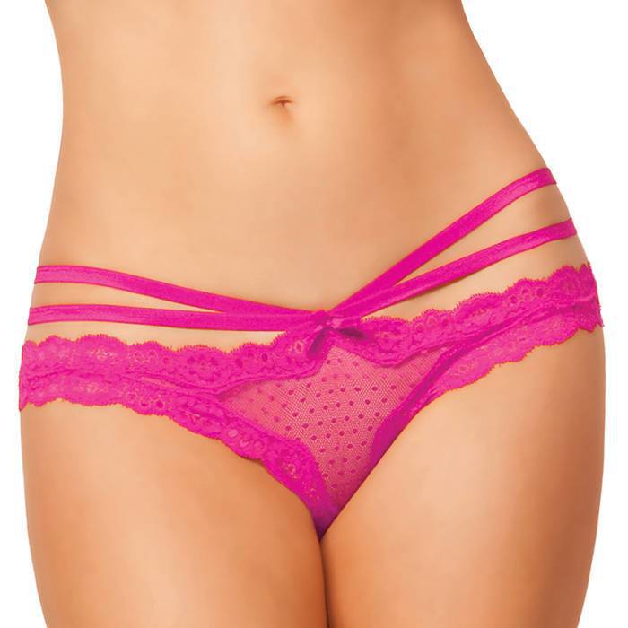 Seven 'til Midnight Crotchless Pink Lace and Mesh Cage Briefs