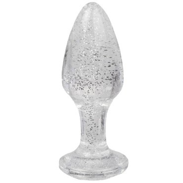 Sweet Cheeks Silver Glitter Acrylic Butt Plug - 4 Inch