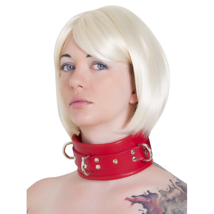 Leather Deluxe Padded Collar in Red