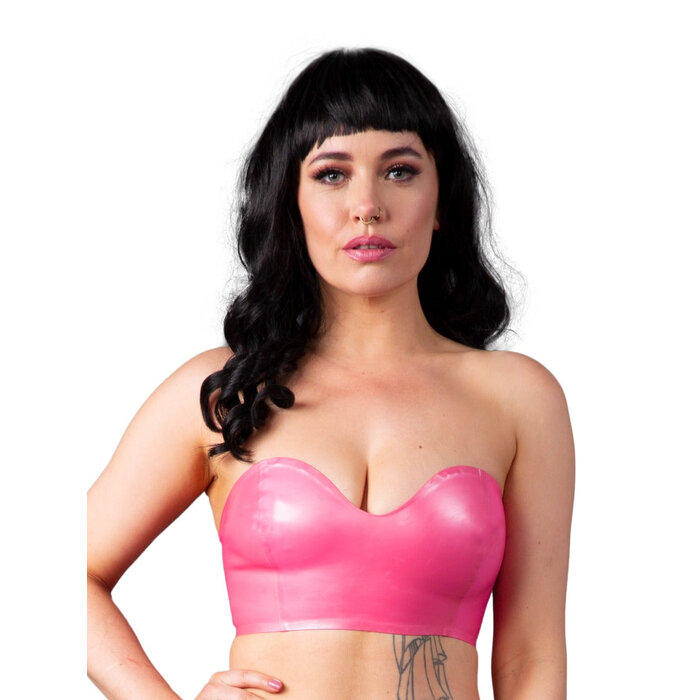Latex Bandeau Bra in Fuchsia