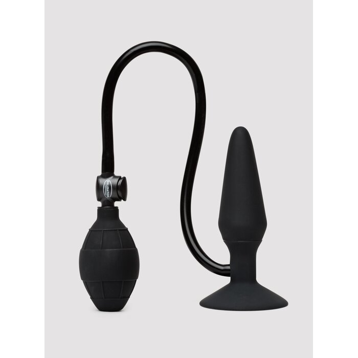 Inflatable Silicone Large Butt Plug - Black