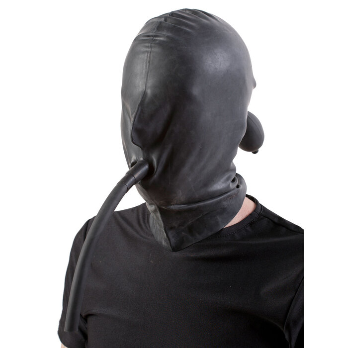 Moulded Rubber Inflatable Hood with Tube in Black - One Size
