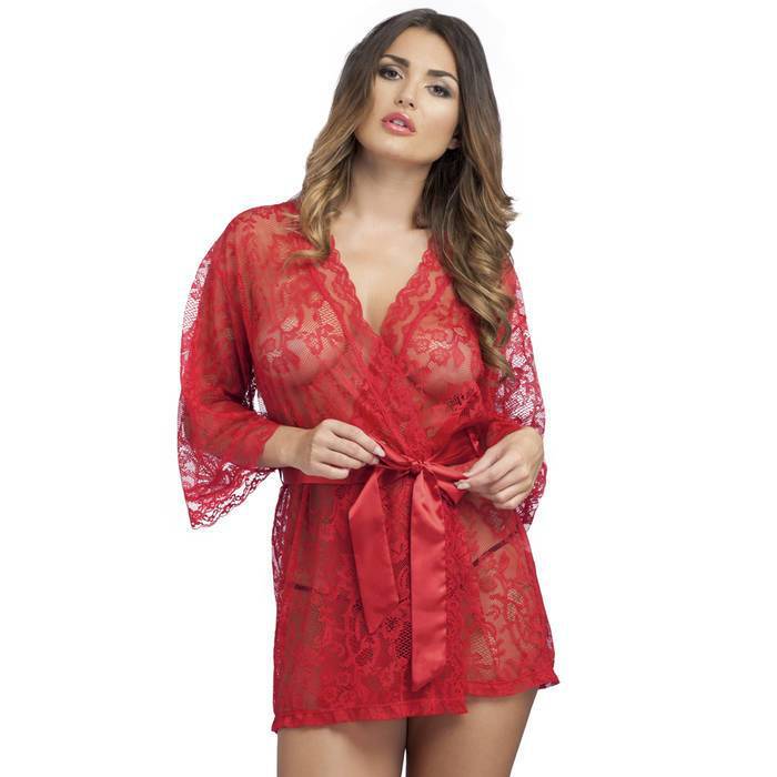 Lovehoney Flaunt Me Red Lace Robe