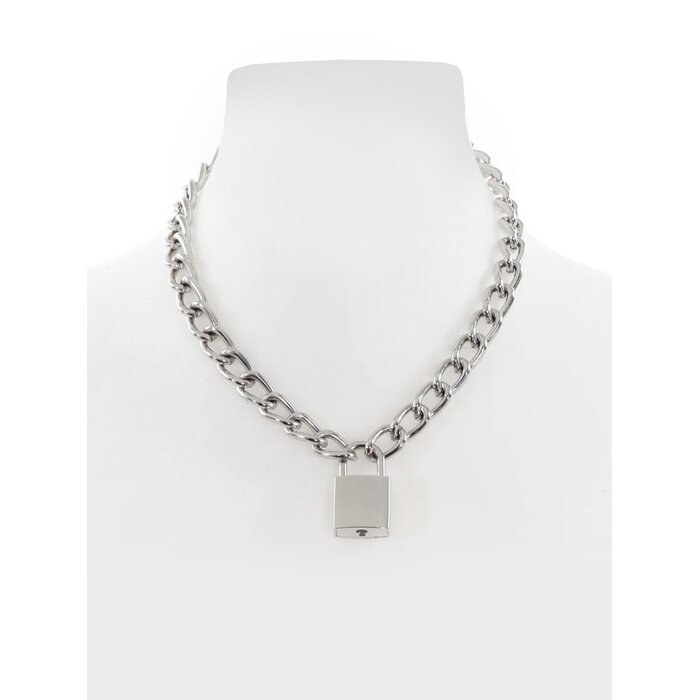 Lockable Chain Collar With Square Padlock