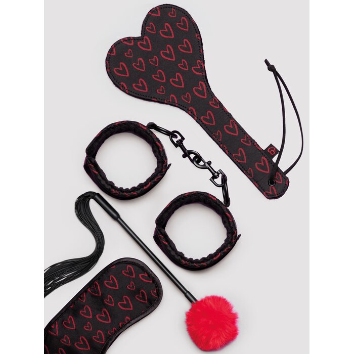 Lovehoney Heart Print Bondage Kit (4 Piece) - Black