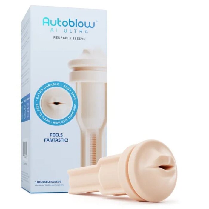 Autoblow AI Ultra Reusable Mouth Sleeve Vanilla - Masturbator, Textured Sleeve