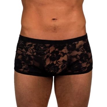 Sexy Men's Black Lace Boxers - S/M