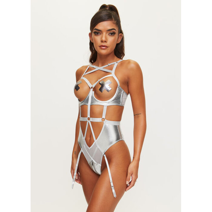 Ann Summers The Minx Crotchless Body, Silver