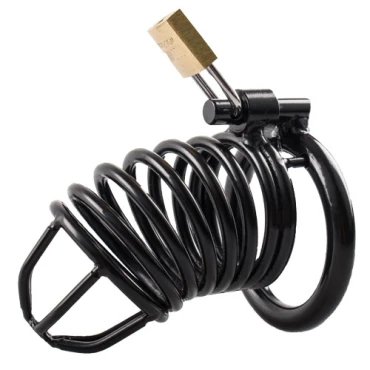 Torment Black Stainless Steel Spiral Chastity Cage