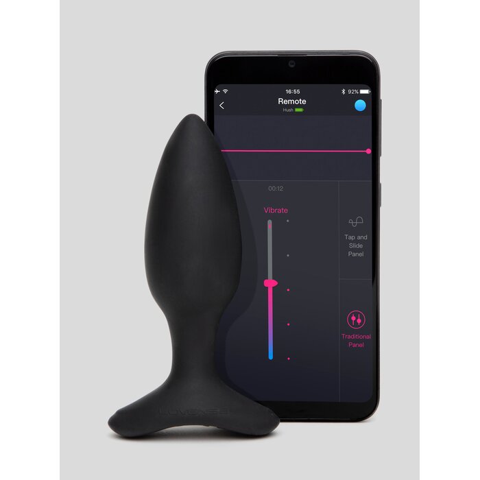 Lovense Hush 2 Small App Controlled Rechargeable Vibrating Butt Plug 4 Inch - Black