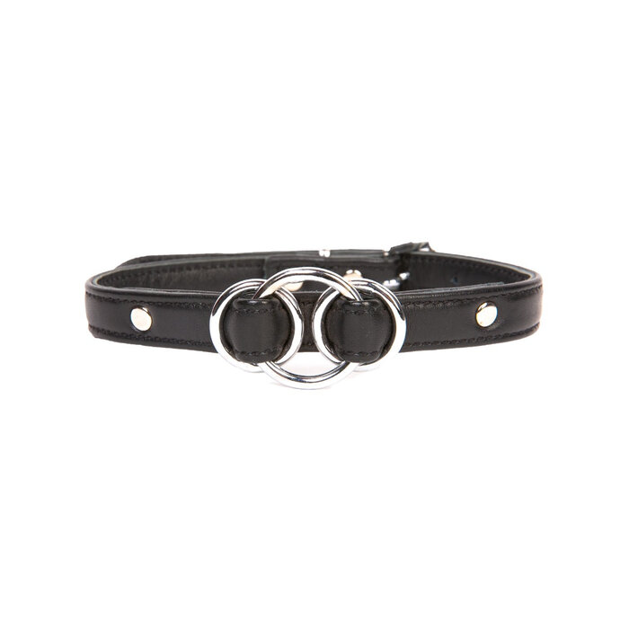 Black Petite Leather O-Ring Collar