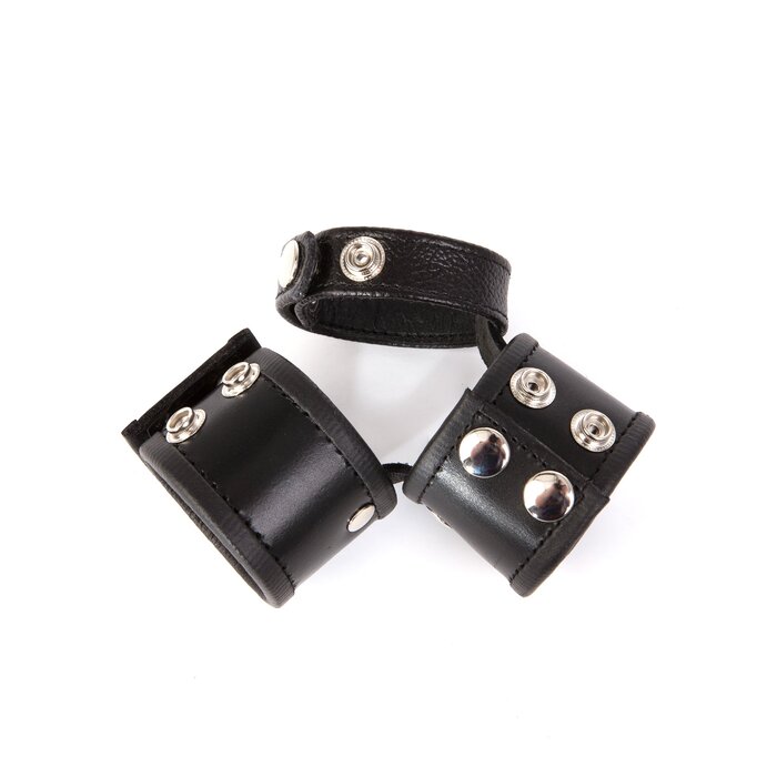 Triple Threat Cock Ring in Black Leather