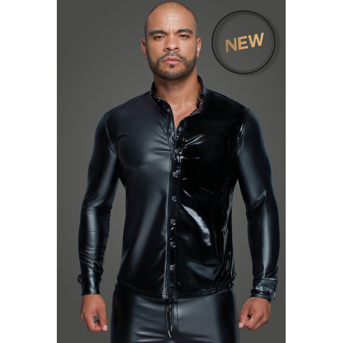 Long Sleeved Powerwetlook Shirt with Buttons
