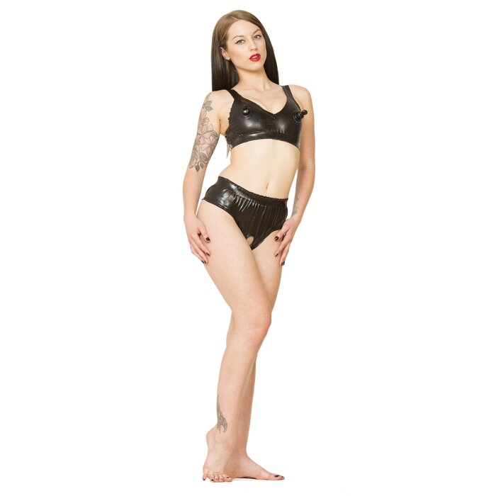 Rubber Lust Pant W-Cockring Black