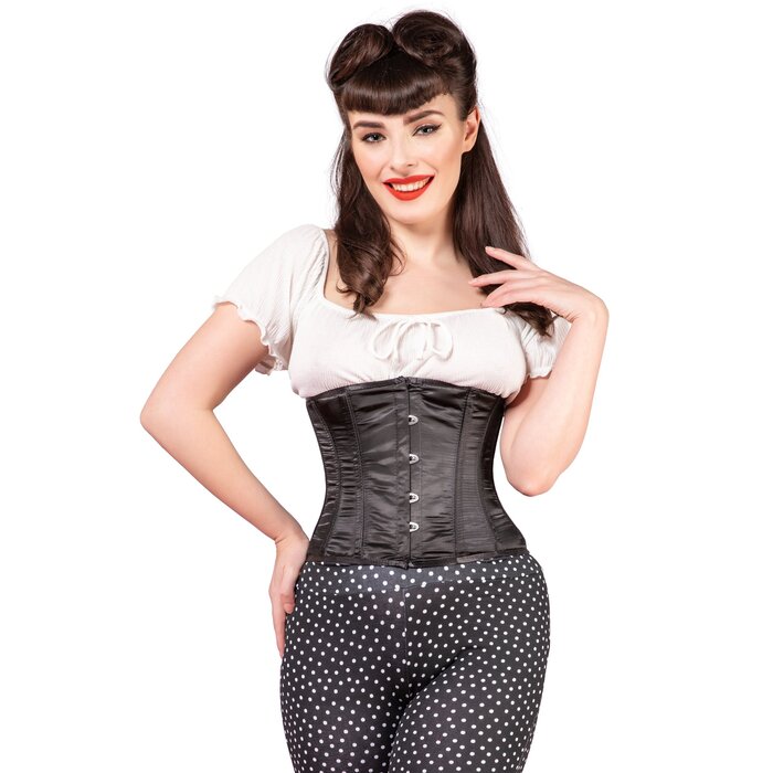 Classic Black Satin Underbust Corset