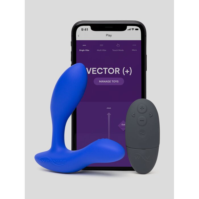 We-Vibe Vector+ App and Remote Controlled Rechargeable Prostate Massager - Blue