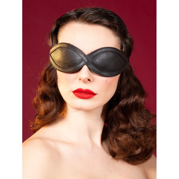 Leather Fur Lined Blindfold - One Size