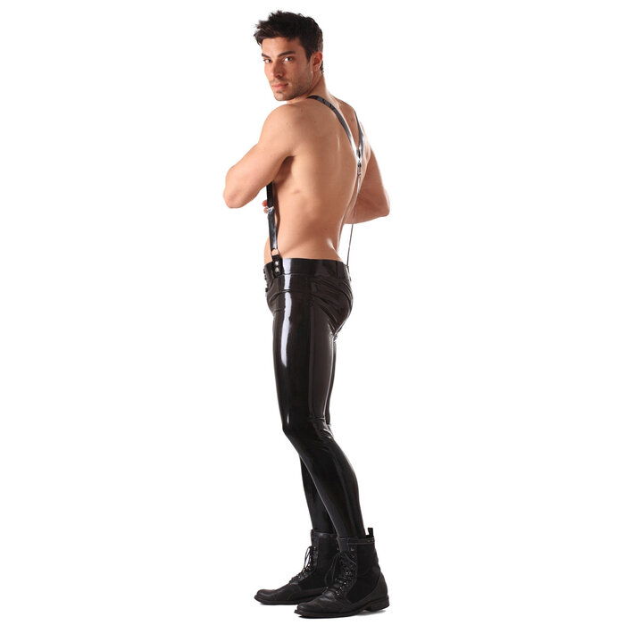 Latex Rubber Skinny Jeans With Braces S