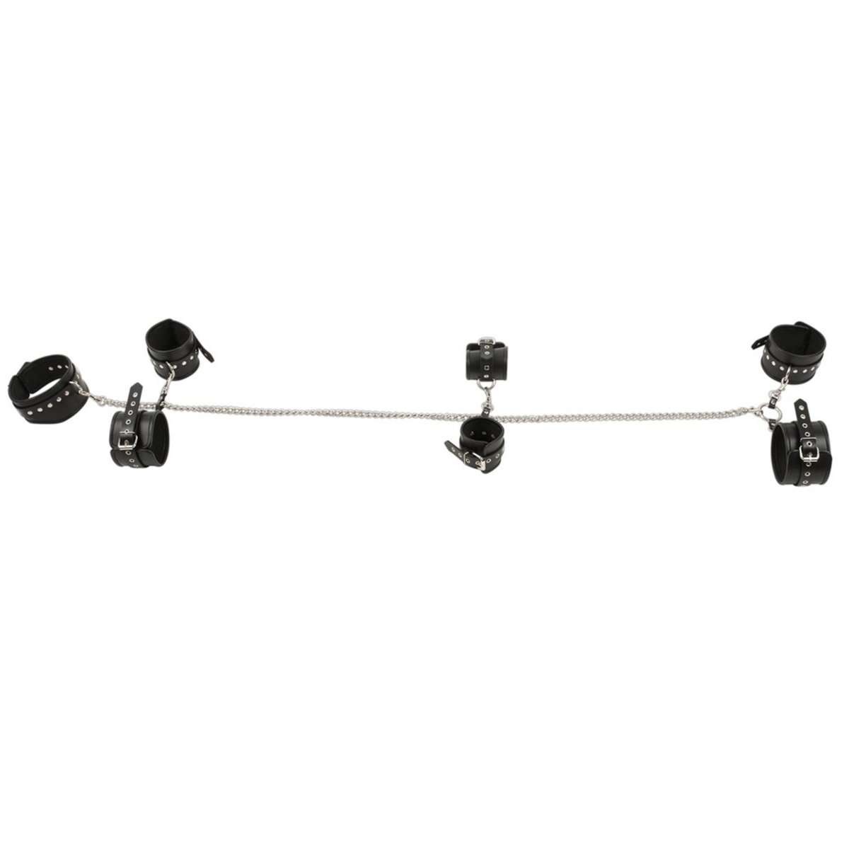 Zado Metal Chain Set with Leather Cuffs - Black