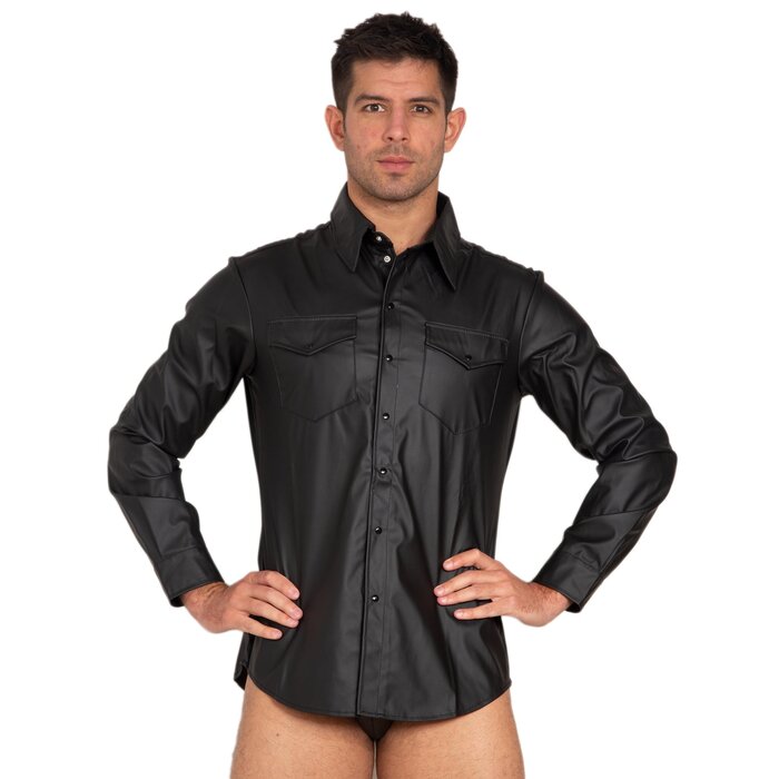 Leatherette Fitted Shirt