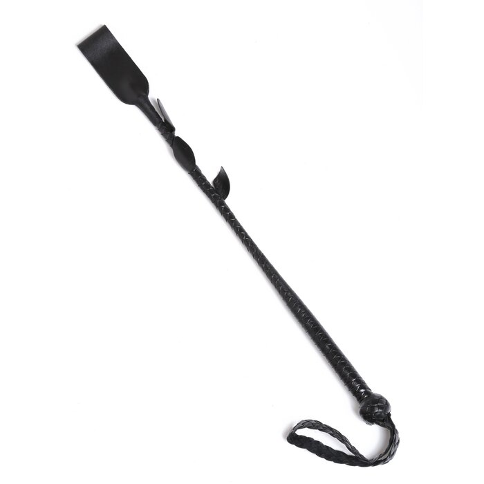 Braided Leather and Leaves Riding Crop