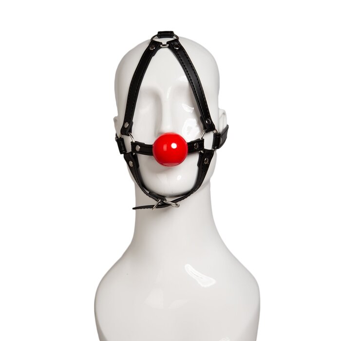 Black & Red Ball Gag Head Harness