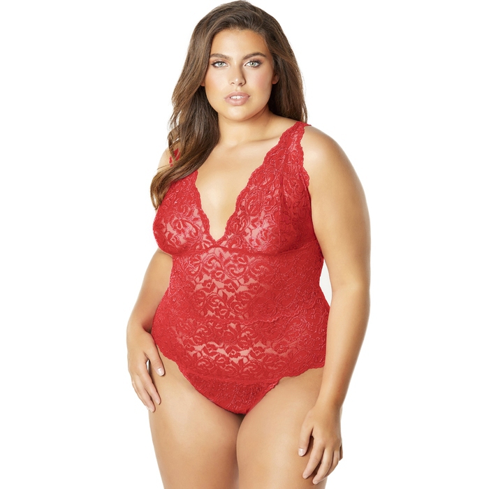 Oh La La Cheri Curves Plus Size Red Lace Body